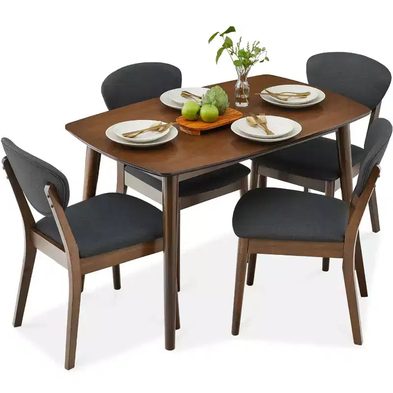 Ensemble de salle à manger compact en bois, style moderne milieu de siècle, avec 4 chaises, assise et dossier rembourrés