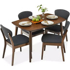 Ensemble de salle à manger compact en bois, style moderne milieu de siècle, avec 4 chaises, assise et dossier rembourrés