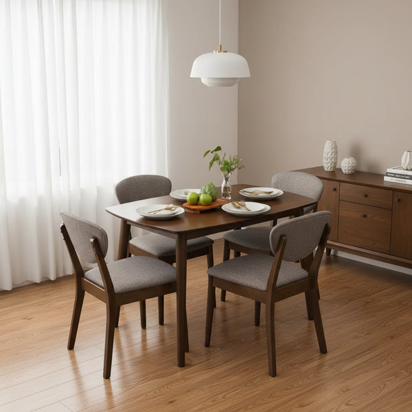 Best Choice Products 5-Piece Compact Wooden Mid-Century Modern Dining Set w/ 4 Chairs, Padded Seat & Back