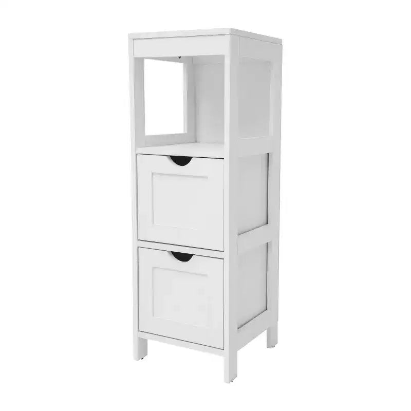2 Drawer Bathroom Storage Cabinet Organizer with Open Display Shelf