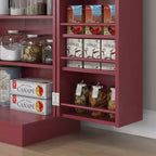 Meuble de rangement pour garde-manger de cuisine 41, armoire de cuisine autonome avec portes doubles, étagère à 5 niveaux, 12 casiers à épices et étagères réglables