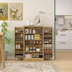 Meuble de rangement pour garde-manger de cuisine 41, armoire de cuisine autonome avec portes doubles, étagère à 5 niveaux, 12 casiers à épices et étagères réglables