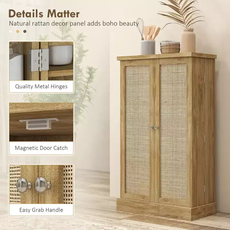 Meuble de rangement pour garde-manger de cuisine 41, armoire de cuisine autonome avec portes doubles, étagère à 5 niveaux, 12 casiers à épices et étagères réglables