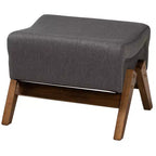 Pouf Hanson en tissu et bois de style moderne du milieu du siècle