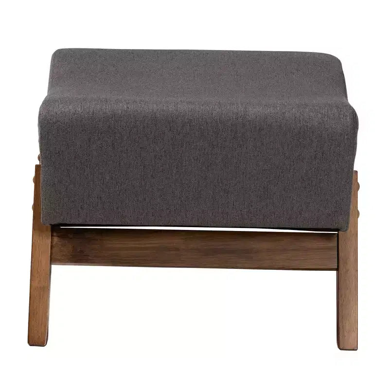 Pouf Hanson en tissu et bois de style moderne du milieu du siècle
