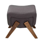 Pouf Hanson en tissu et bois de style moderne du milieu du siècle