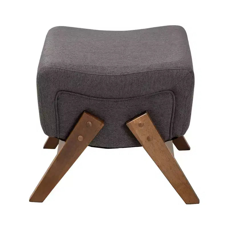 Pouf Hanson en tissu et bois de style moderne du milieu du siècle