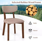 2 chaises de salle à manger rembourrées avec cadre en bois d'hévéa massif, dossier incurvé marron/gris