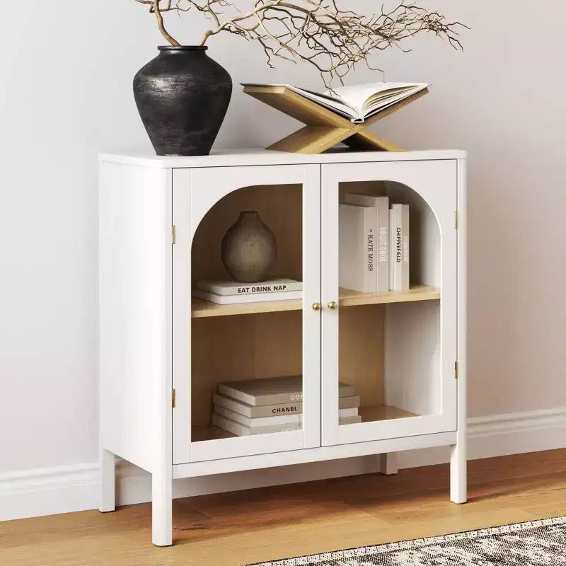 Meuble de rangement Mason en bois et verre avec portes