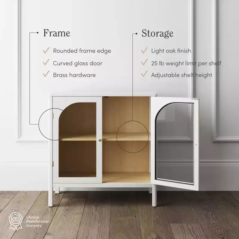 Meuble de rangement Mason en bois et verre avec portes