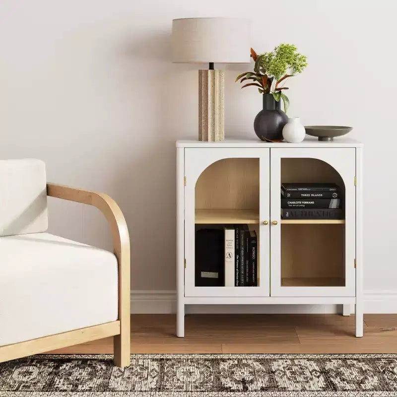 Meuble de rangement Mason en bois et verre avec portes