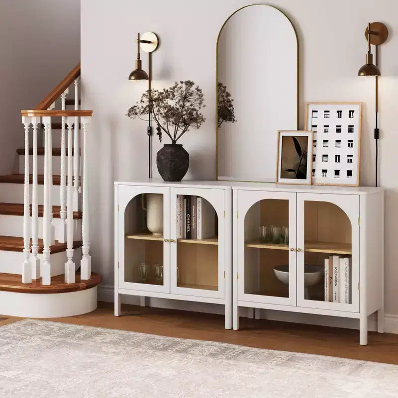 Meuble de rangement Mason en bois et verre avec portes