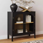 Meuble de rangement Mason en bois et verre avec portes