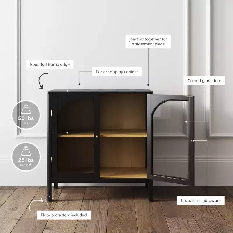 Meuble de rangement Mason en bois et verre avec portes