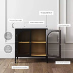 Meuble de rangement Mason en bois et verre avec portes
