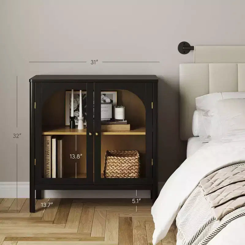 Meuble de rangement Mason en bois et verre avec portes