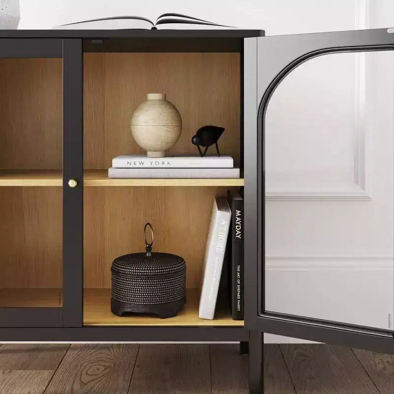 Meuble de rangement Mason en bois et verre avec portes