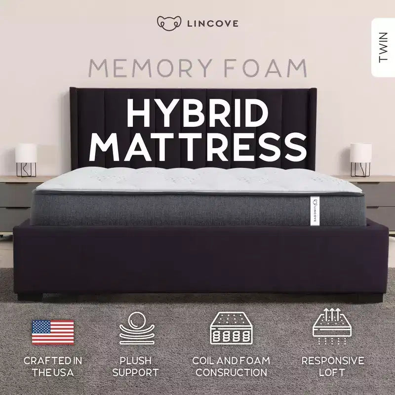 12 Inch Spring Hybrid and Memory Foam Mattress - Medium Firm Mattress CertiPUR-US Certified - Adaptive Support, Pressure Relief - Made in USA