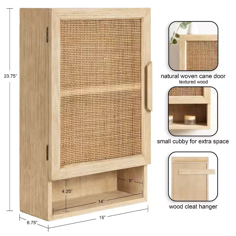 All Things Decor Ori Meuble Haut Mural en Rotin Naturel