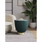 Table d'appoint Anderson moderne en similicuir avec plateau en céramique aspect marbre