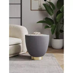 Table d'appoint Anderson moderne en similicuir avec plateau en céramique aspect marbre