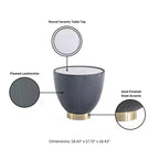 Table d'appoint Anderson moderne en similicuir avec plateau en céramique aspect marbre