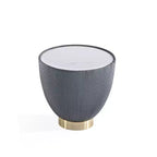 Table d'appoint Anderson moderne en similicuir avec plateau en céramique aspect marbre