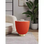 Table d'appoint Anderson moderne en similicuir avec plateau en céramique aspect marbre