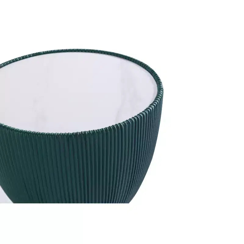 Table d'appoint Anderson moderne en similicuir avec plateau en céramique aspect marbre