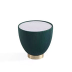 Table d'appoint Anderson moderne en similicuir avec plateau en céramique aspect marbre