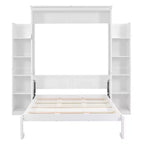 Lit escamotable/mural queen size avec étagères et lumières LED 4A
