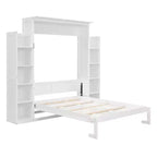 Lit escamotable/mural queen size avec étagères et lumières LED 4A