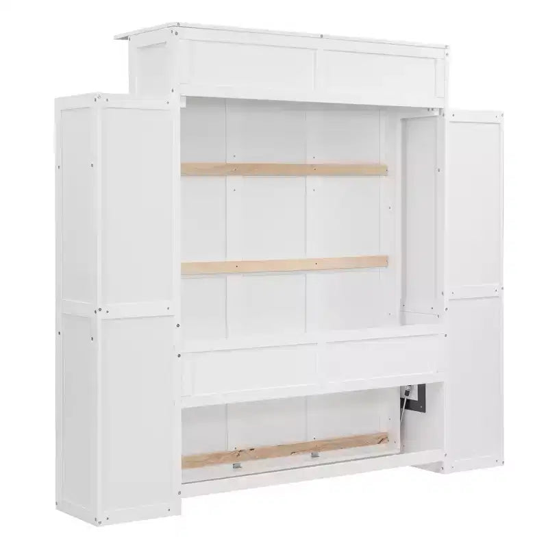 Lit escamotable/mural queen size avec étagères et lumières LED 4A