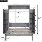 Lit escamotable/mural queen size avec étagères et lumières LED 4A