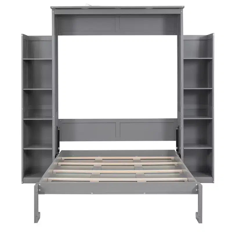 Lit escamotable/mural queen size avec étagères et lumières LED 4A