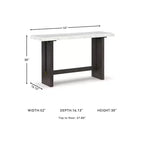 Table console Burkhaus, plateau en marbre naturel, console en chêne marron foncé pour salon