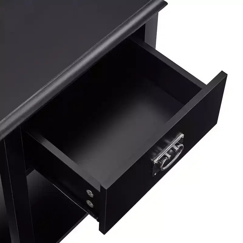 Table de chevet - avec station de charge, table d'appoint noire avec ports USB, tables de chevet avec étagère de rangement à 3 tiroirs