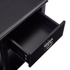 Table de chevet - avec station de charge, table d'appoint noire avec ports USB, tables de chevet avec étagère de rangement à 3 tiroirs