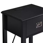 Table de chevet - avec station de charge, table d'appoint noire avec ports USB, tables de chevet avec étagère de rangement à 3 tiroirs