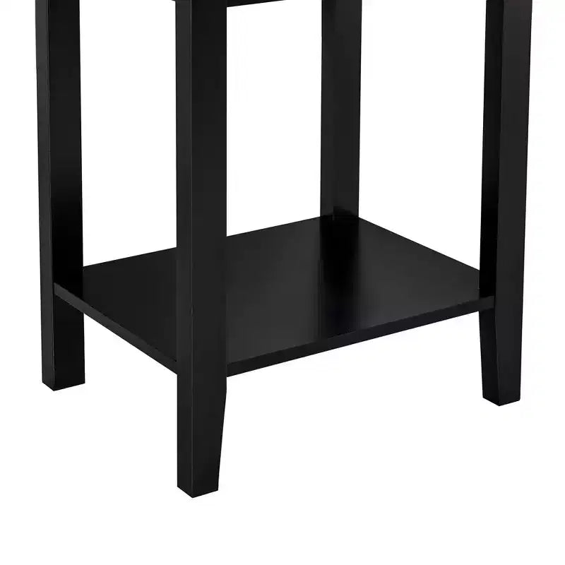 Table de chevet - avec station de charge, table d'appoint noire avec ports USB, tables de chevet avec étagère de rangement à 3 tiroirs